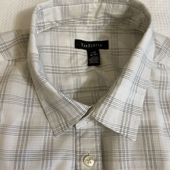 Van Heusen Mens Plaid Short Sleeve Button Up Shirt Large - Picture 4 of 10
